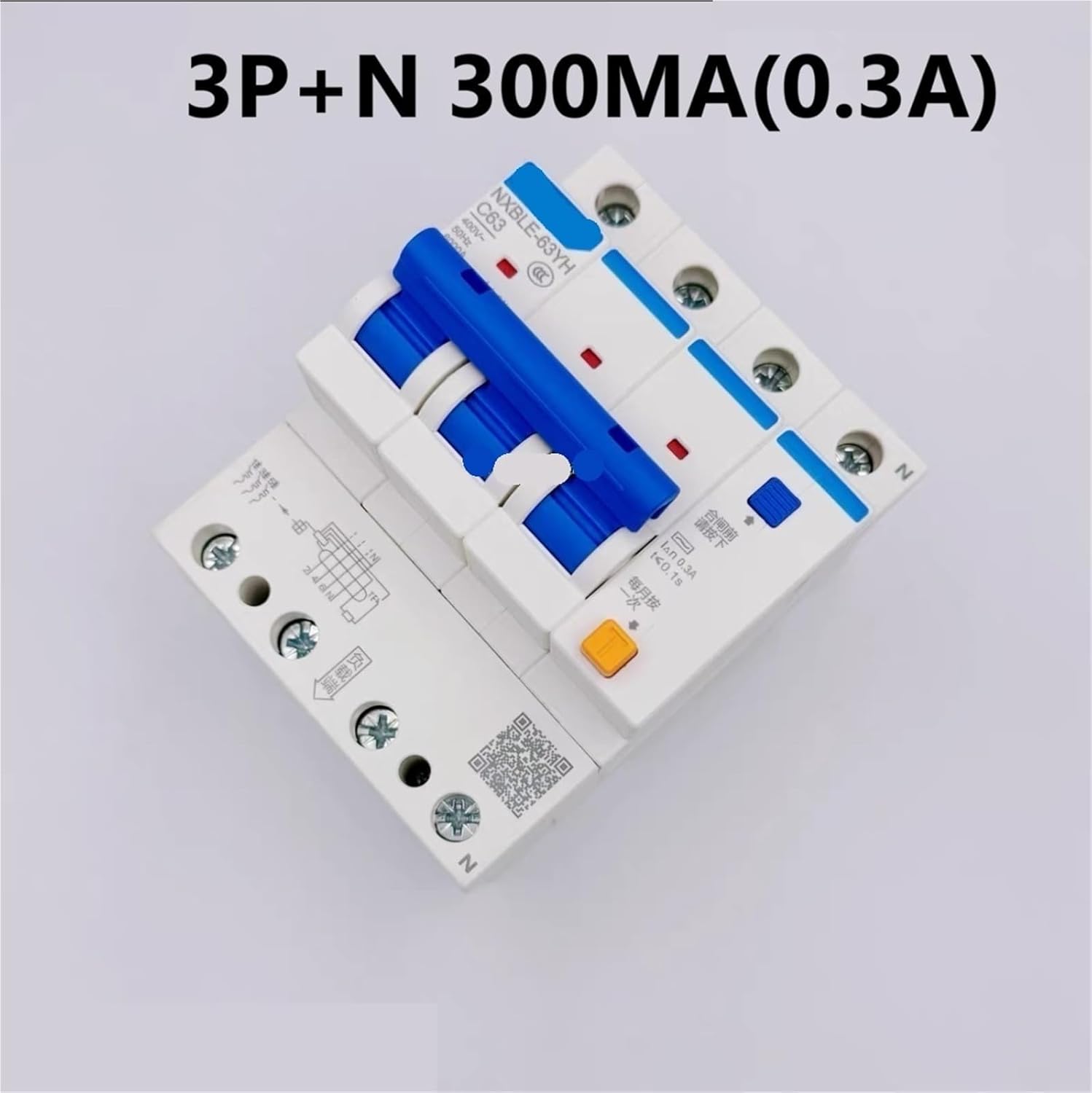 NXBLE-63YH 300MA 0.3A RCBO Current Circuit Breaker Thermal Magnetic Switch 25A-40A 1Pcs(3P N,25A)