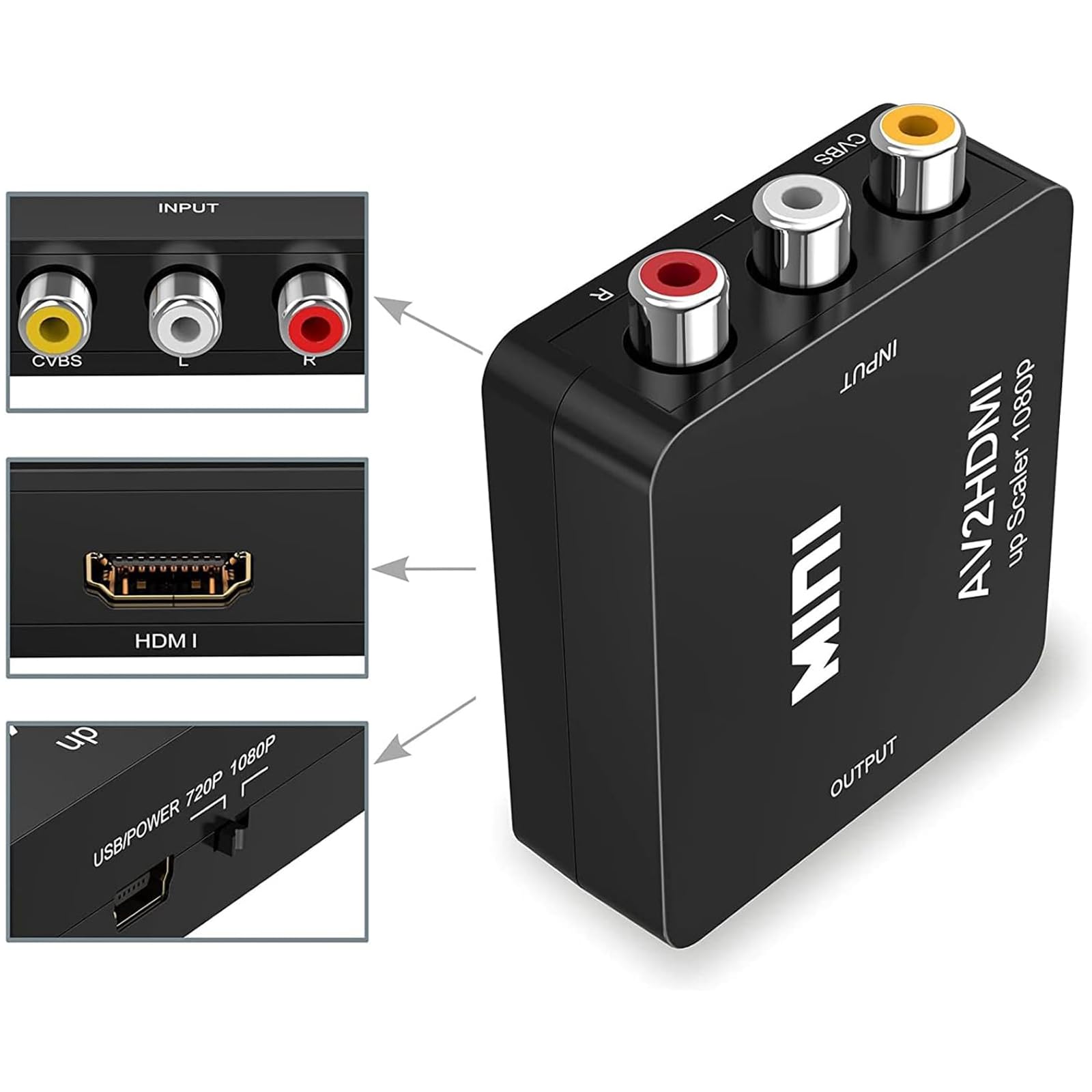 Adapter RCA na HDMI, konwerter AV na HDMI, konwertery do Xbox PS4 PS3 PS2 TV STB VHS kamera DVD