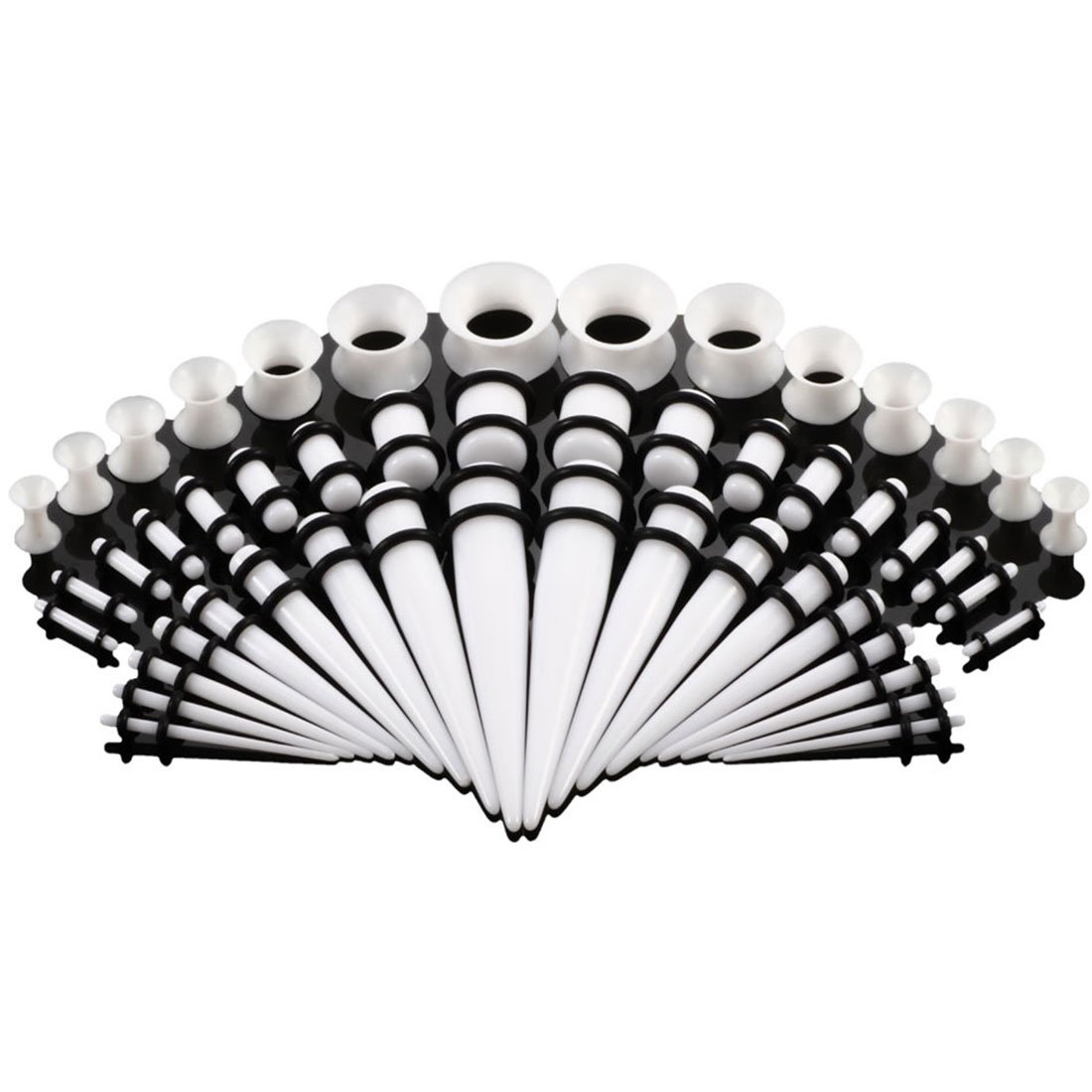 BOOM 18 Stück Taper konisch + 18 Stück Ohr-Plugs 1,6 mm-10 mm Acryl + 14 Stück Silikon Tunnel 3 mm - 12 mm