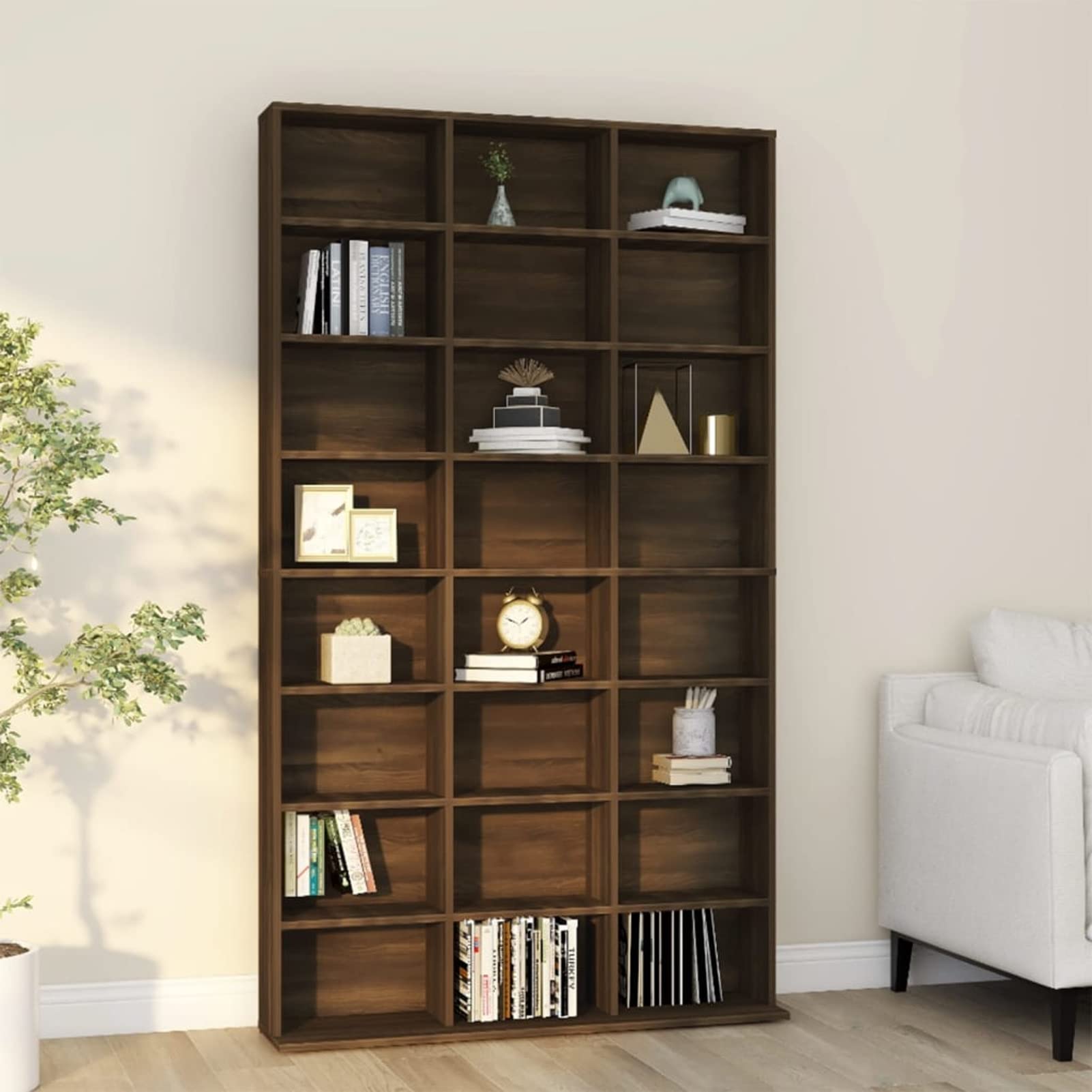 Mobile Porta CD Rovere Marrone 102x23x177,5cm Legno Multistrato,Scaffale Porta CD,DVD Archiviazione,Mobile Porta CD,Armadio Porta CD