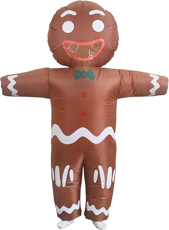 Inflatable Christmas Costume for Adults Funny Blow Up Costume for Holiday Party Gingerbread Man