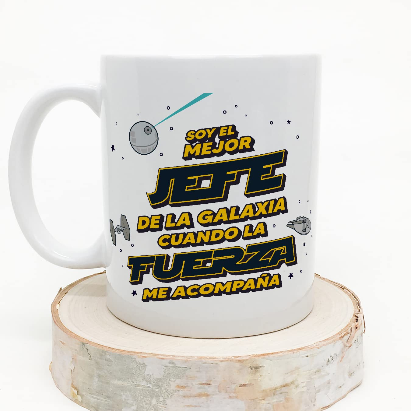 MUGFFINS Tazas para JEFE hombre - En Español - Mejor de la Galaxia Cuando Fuerza me Acompaña - 11 oz / 330 ml - Regalo original y divertido — view 3