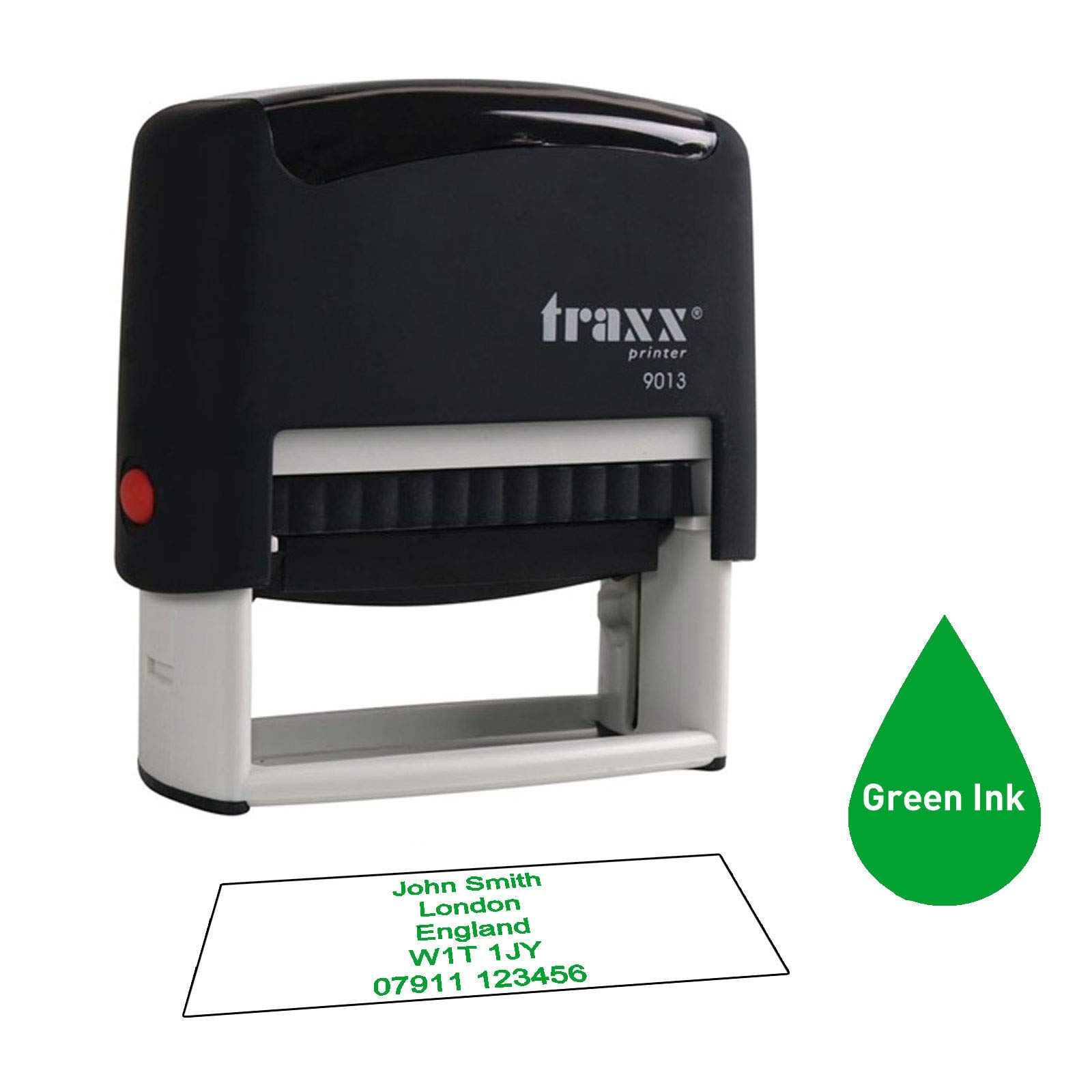 Stamp Design 4U Imprint 13 58x22mm 5 Line Personalised Stamp Premium Custom Made Self-Inking Business Address Rubber Stamp with Green Ink
