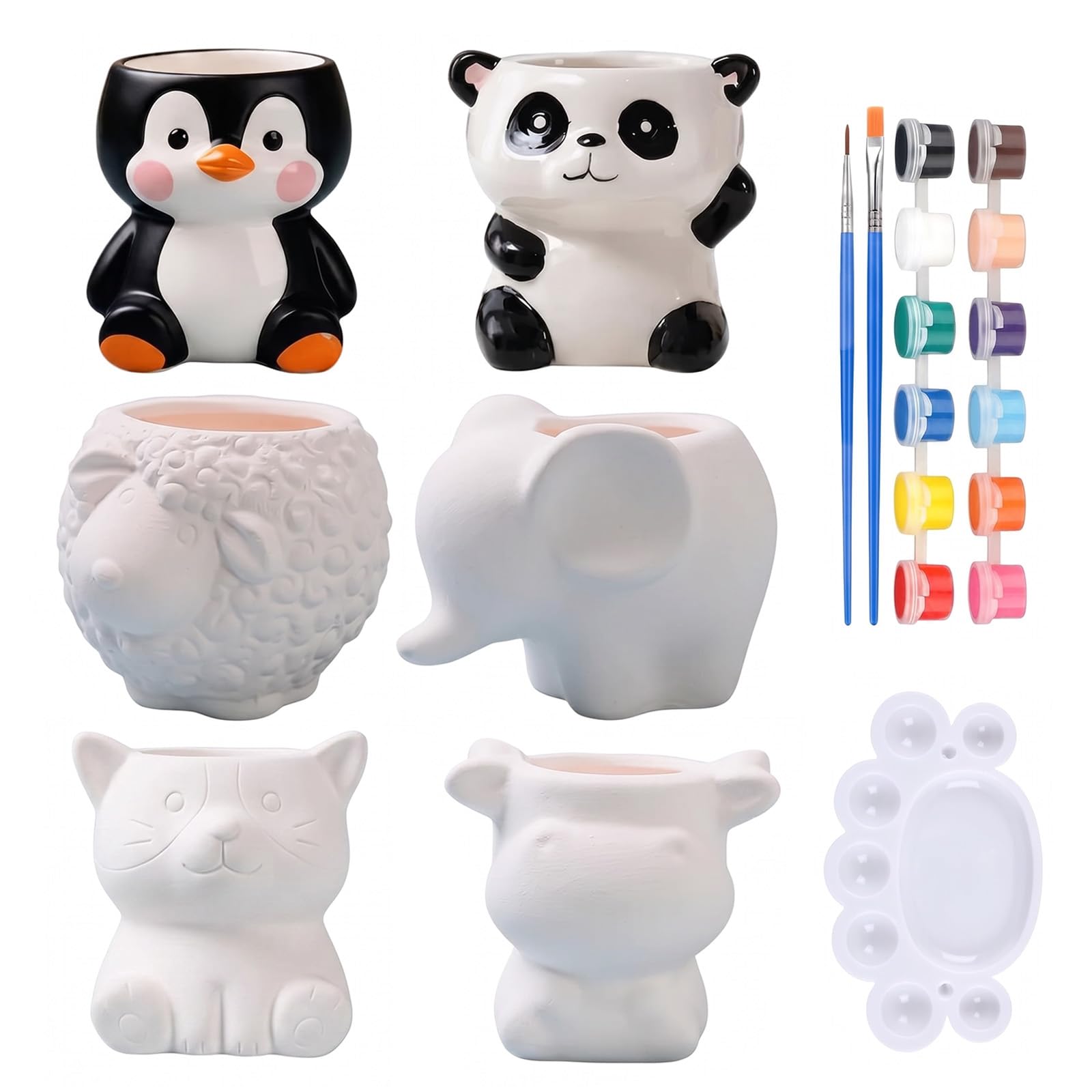 21pcs Paint Your Own Ceramic Planter Pots Set for Adults Kids Home Decor