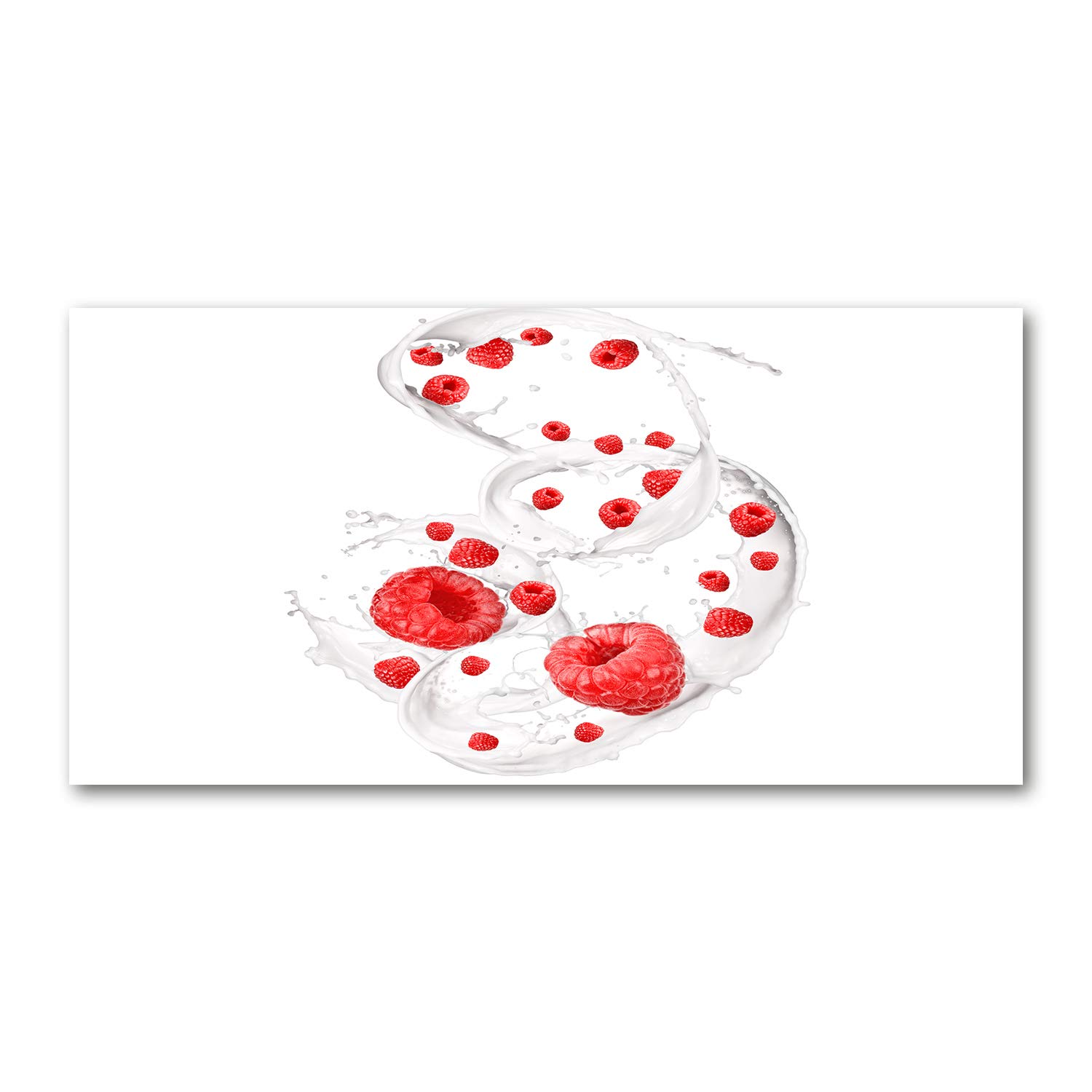 Image panoramique sur verre cuisine 120x60 cm anti-tache framboises rouge