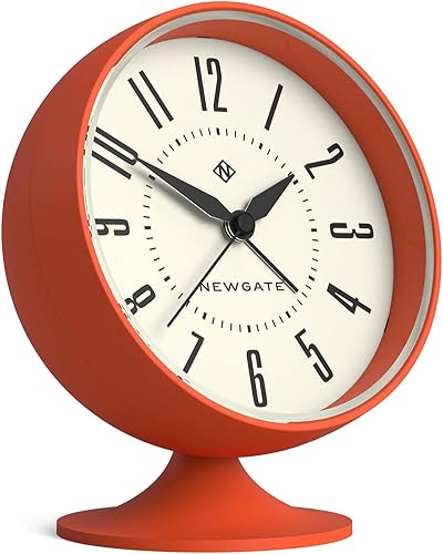 Miniatura 2 de NEWGATE Reloj despertador Spheric  Diseño retro icónico de cúpula  Acabado de goma suave naranja  Ideal para mesita de noche, escritorio o estante