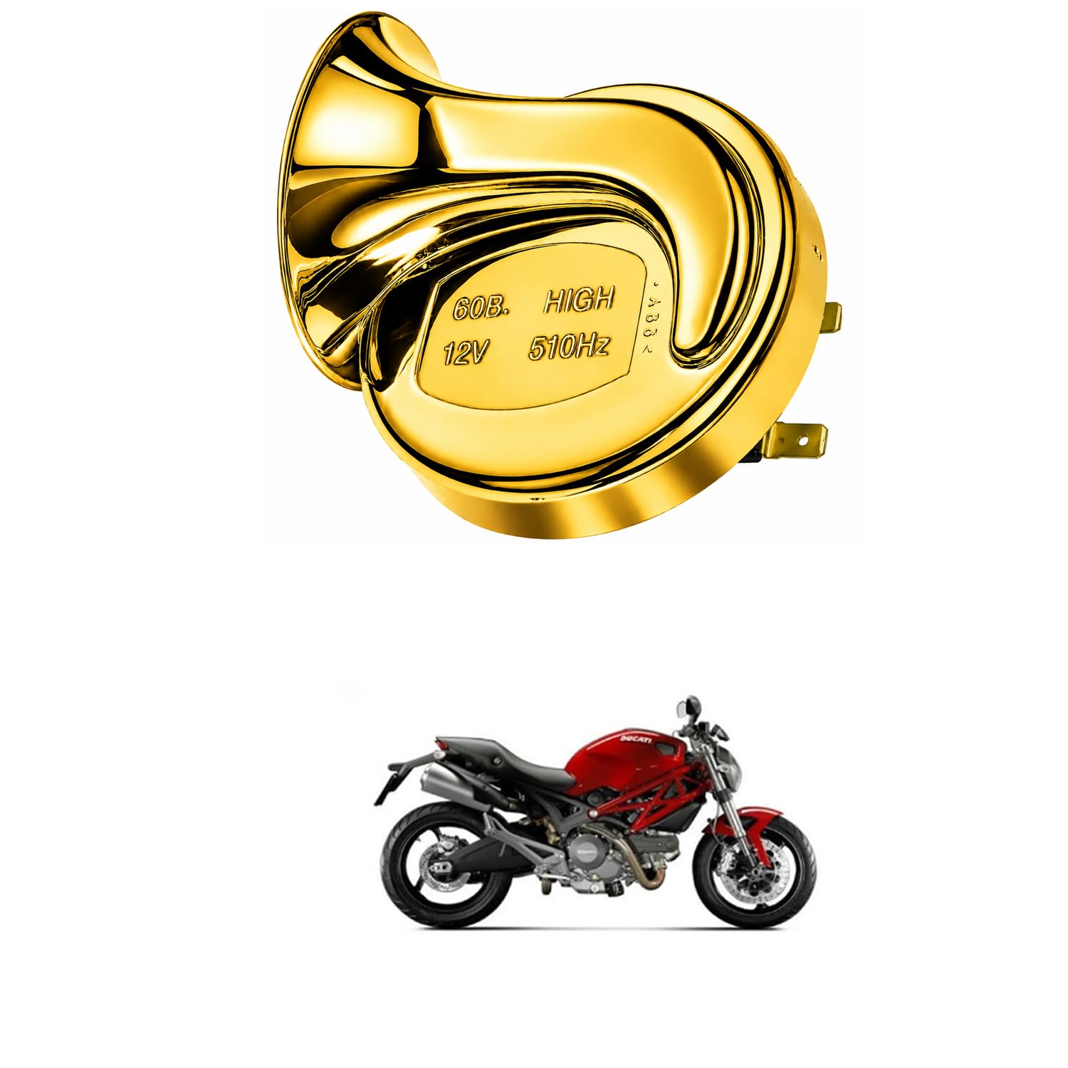 Universal 12V Snail Tweeter Horn 300dB Super Loud Waterproof Electric Horn, Premium Chrome Finish, Heavy Duty Brass Terminals for Car, Bike, Truck, SUV Comfortable With Mon-ster 826-image-25