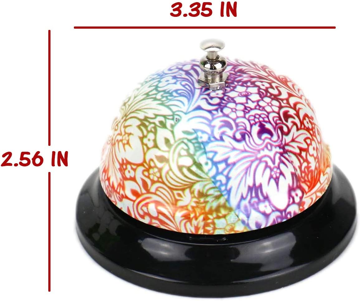 Floral Desktop Bell - Steel Ring Bell Dinner Service Bell for Desk, Front Desk Bell for Reception Hotels, Restaurants & Stores - Classroom Bell Ringer Attention Bell - Ringer Bell to Ring for Service : Office Products
