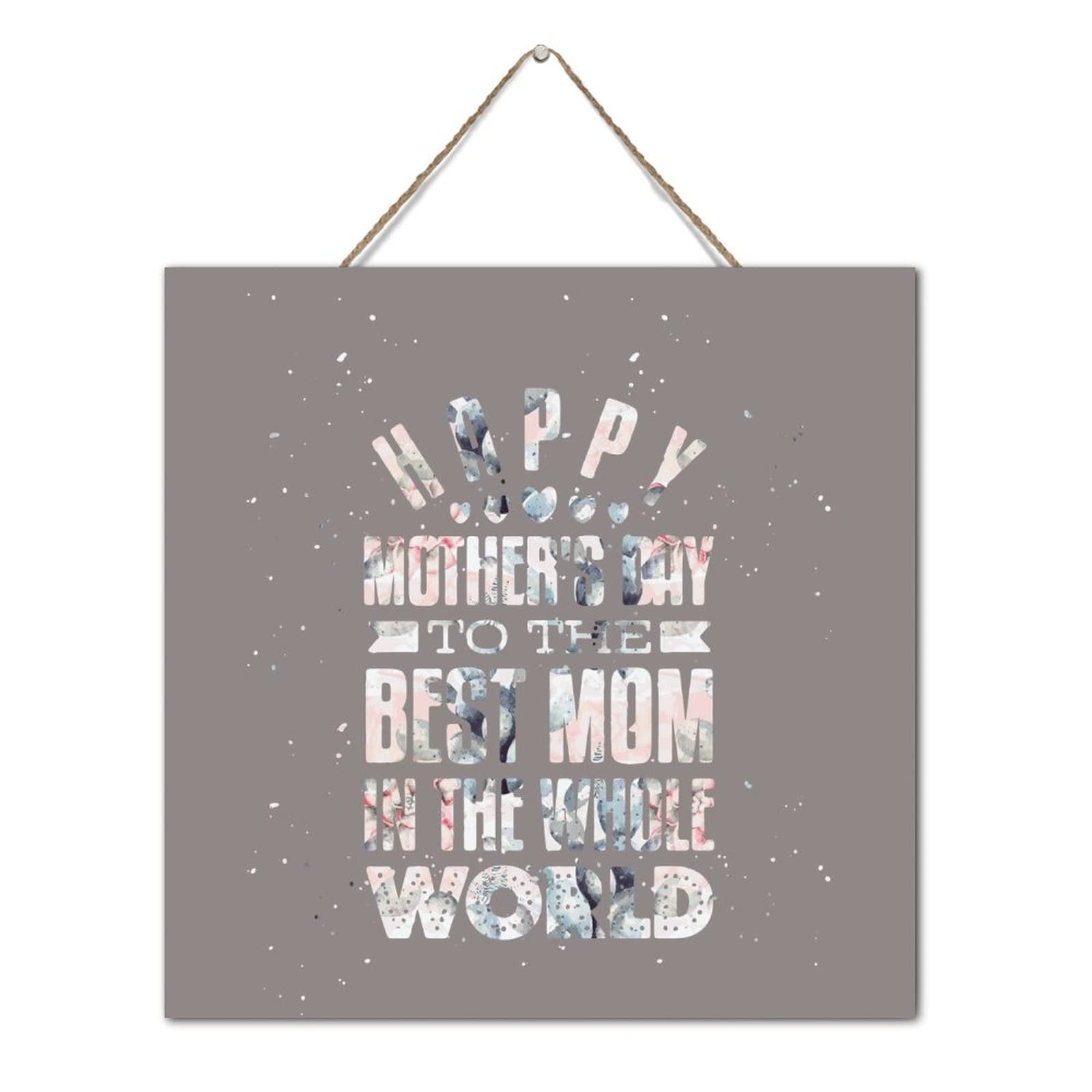 Plaque en bois Happy Mother's Day avec dictons positifs pour célébrer l'amour familial