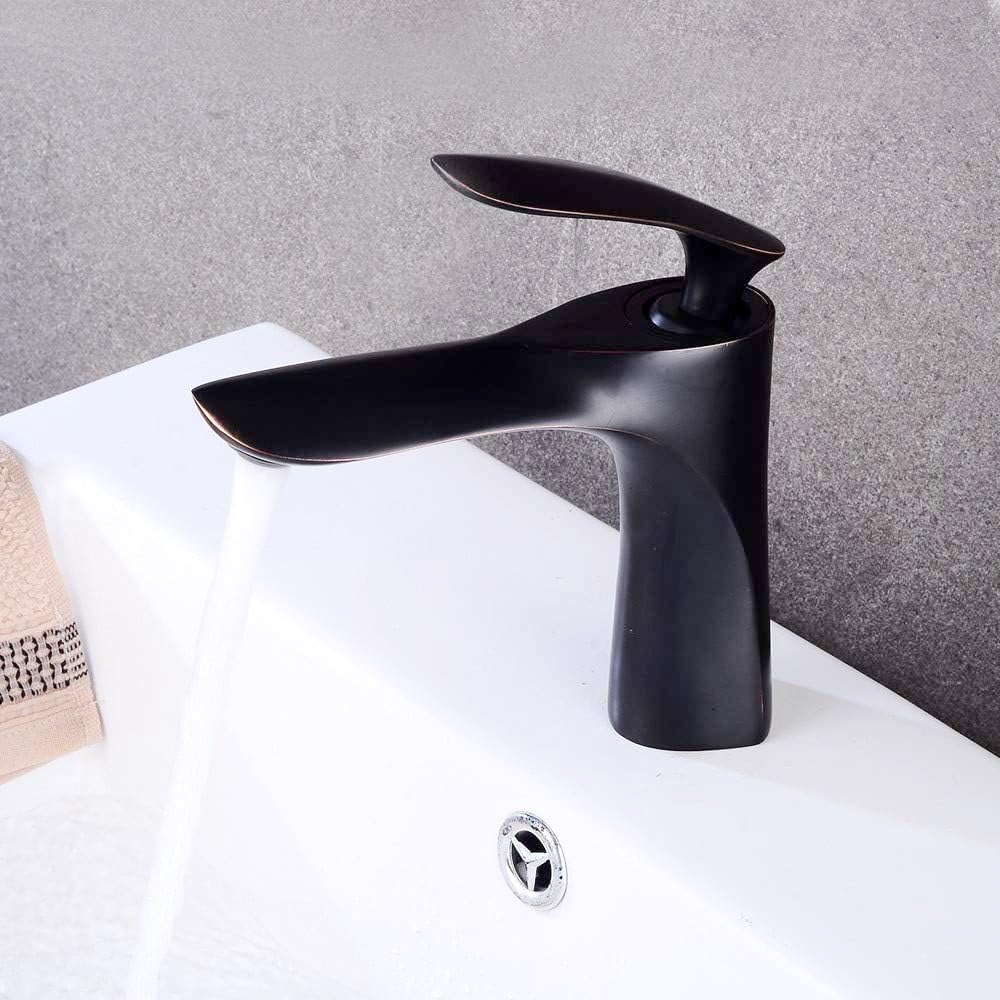AQUAKART Black Faucet Tap Mixer Hot and Cold Water Heavy Single Lever Basin Mixer 7 inches with Connector Pipes and Ceramic Cartridge for Bathroom Wash Basins - 18cm x 5cm-image-34