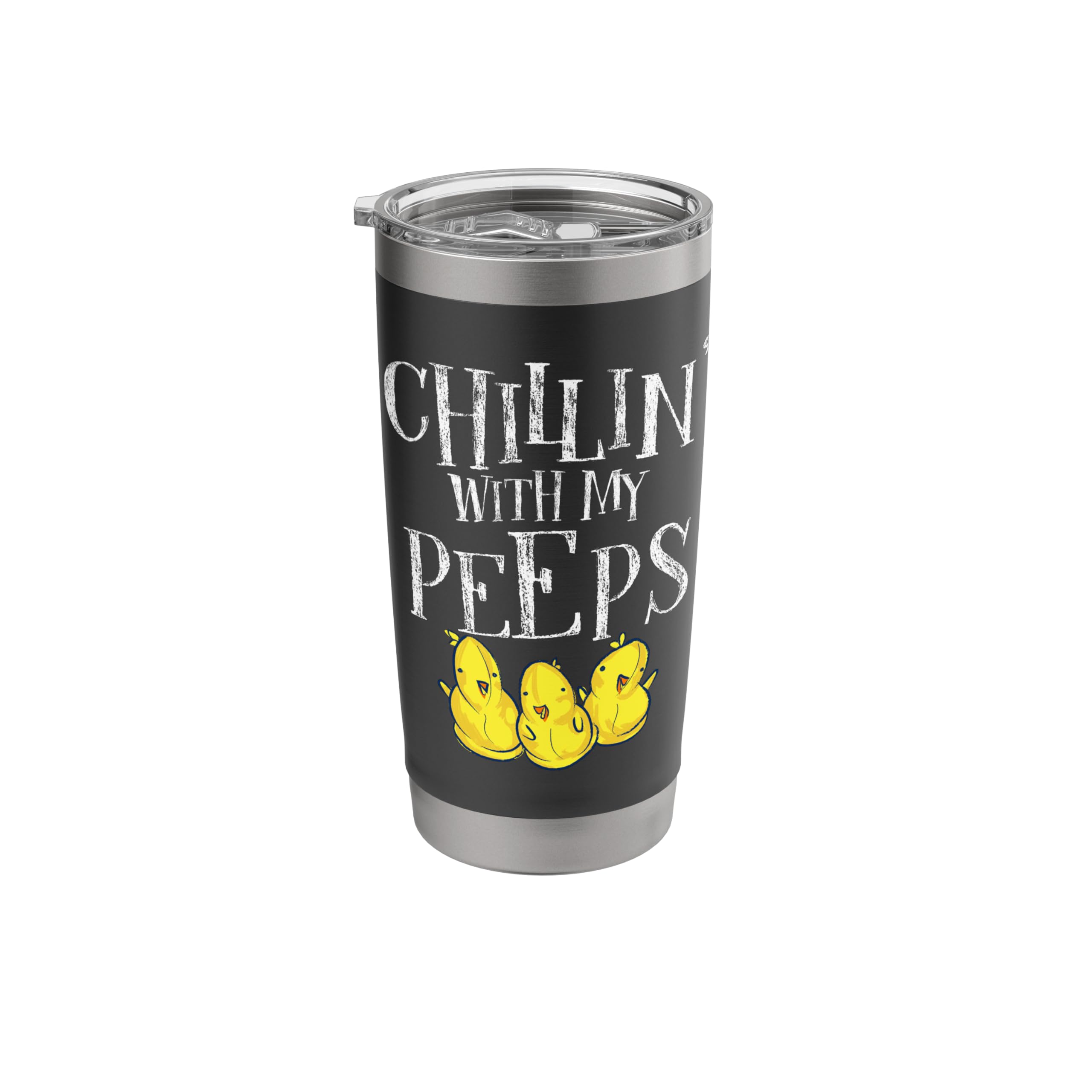 Chillin' With My Peeps Yellow Chicks Easter Graphic T-Shirt Stainless Steel Insulated Tumbler