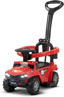 سيارة دفع 2 في 1 دراكو للاطفال، لعبة سيارة اطفال مع مقبض للوالدين، موسيقى واضواء من بايبي | سيارة دفع للاطفال | سيارة ركوب للاطفال من سن 1 الى 3 سنوات للاولاد والبنات (لون أحمر)