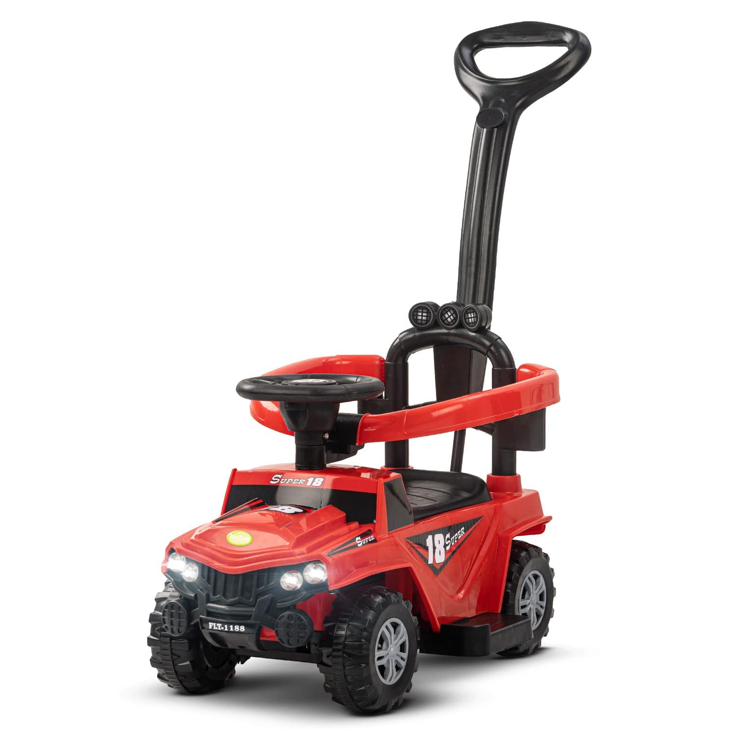 Baybee 2 in 1 Draco Push Ride on Car for kids, Ride on Toy Baby Car with Parental Handle, Music & Light | Kids Car Push Car for Children | Baby Ride on Car for Kids 1 to 3 Years Boy Girl (Red)