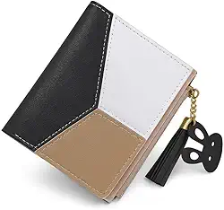 Carteira Feminina Slim Pequena Porta Cartão Documentos Couro PU com zíper porta-moedas carteira da moda (PRETO)