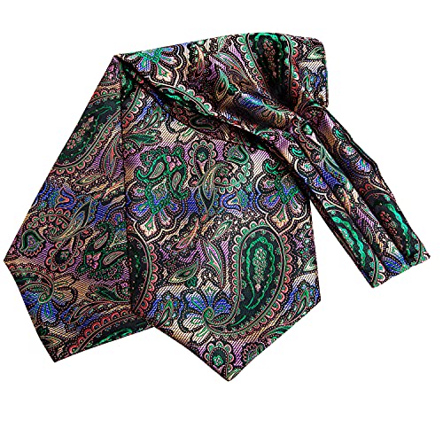 Image of Dubulle Paisley Floral Ascot for Men Self Tie Mens Cravat and Pocket Square Cufflinks Wedding