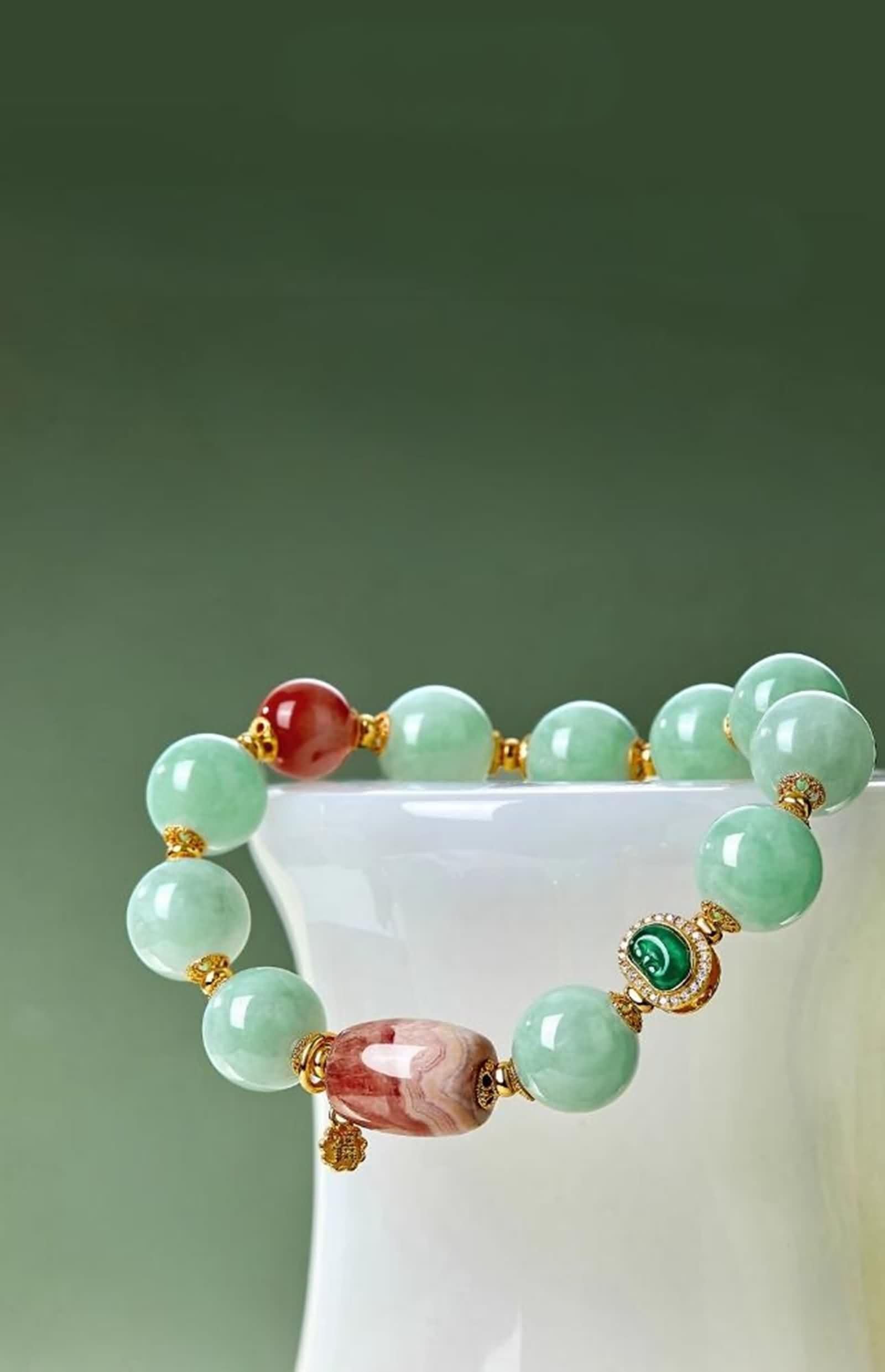 Bracelets pour femme en or jaune 9 K/14 K/18 carats, jadéite 12-13 mm Bracelets ronds en or véritable Bijoux pour femmes Au750/585/375 Or