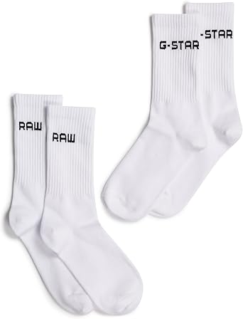 G-STAR mens Cotton Blend Brand Logo Mid-calf Athletic Crew Sock 2-pack