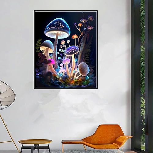Miniatura 4 de Kit de pintura de diamante 5D para bricolaje, kit de arte redondo de diamante de hongo de taladro completo para adultos principiantes, perfecto para