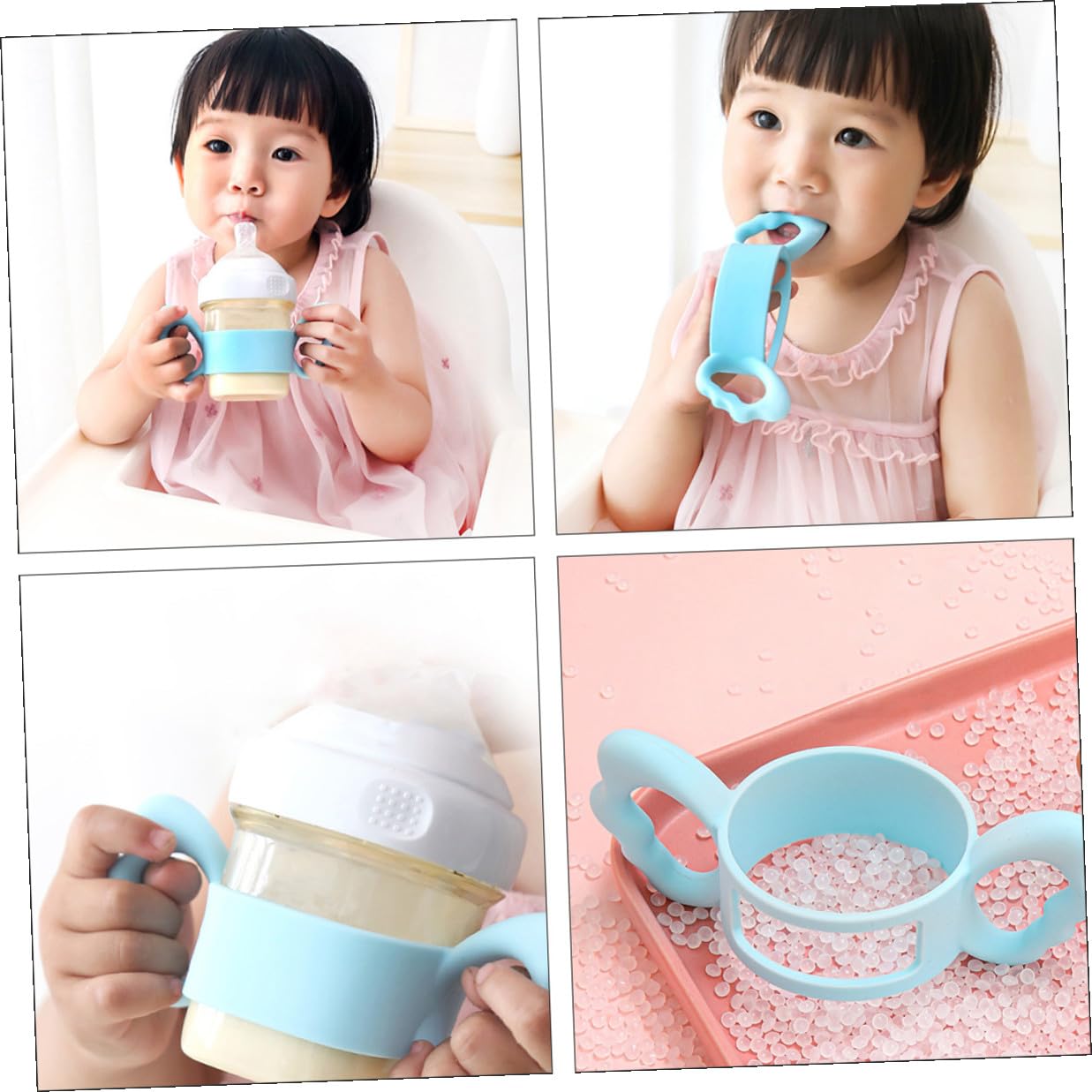 Portable Silicone Bottle Handle Non-Slip Comfortable Grip for Feeding Bottles Easy to Install and Clean Feeder Accessory for Independent Drinking