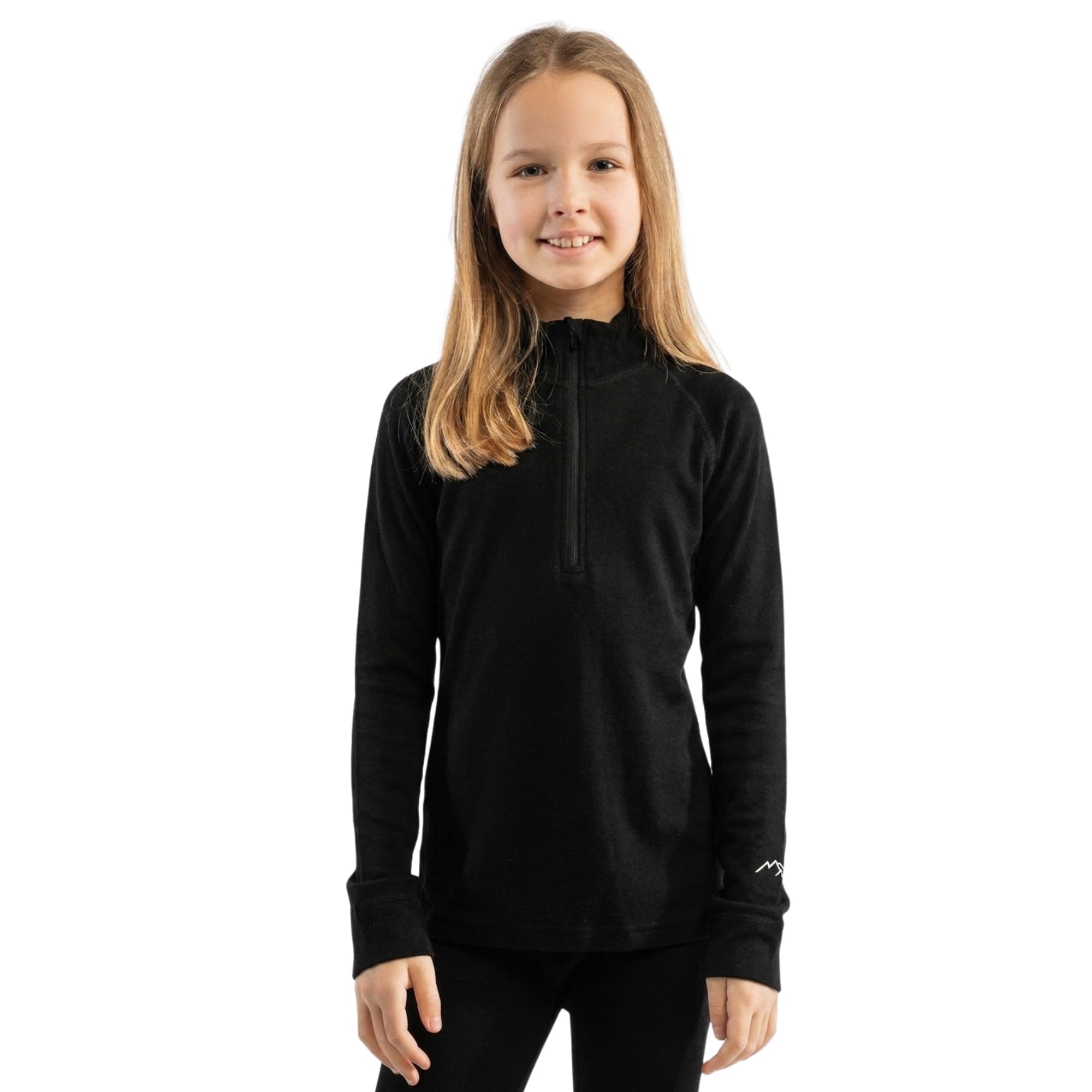 Camisa de Manga Larga Lana Merino Cremallera Cuello Unisex Niños