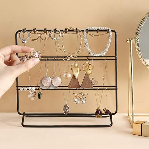 Miniatura 3 de kaileyouxiangongsi Organizador de joyas, soporte para joyas, aretes perfectos, collares y pulseras, color negro