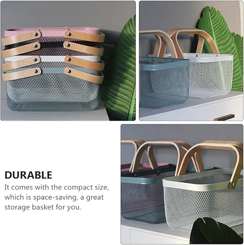 Miniatura 5 de STOBAZA Cesta de almacenamiento de estilo bohemio de hierro para artículos diversos, cestas de bushel ligeras y compactas