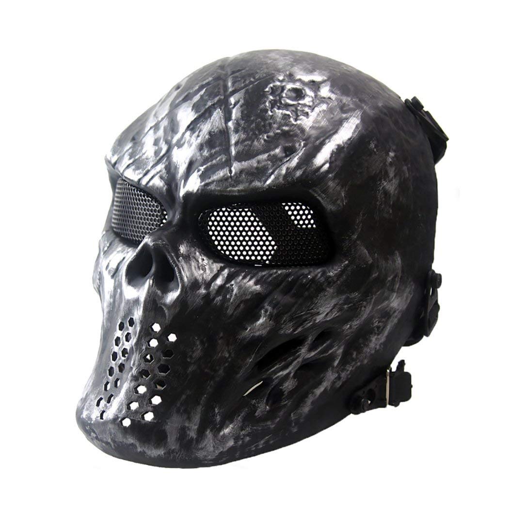 Maschera Teschio Spaventosa Per Halloween E Airsoft | Protezione Occhi In Rete Metallica | Casco Lattice Per Adulti Per Rave, Cosplay E Giochi Tattici
