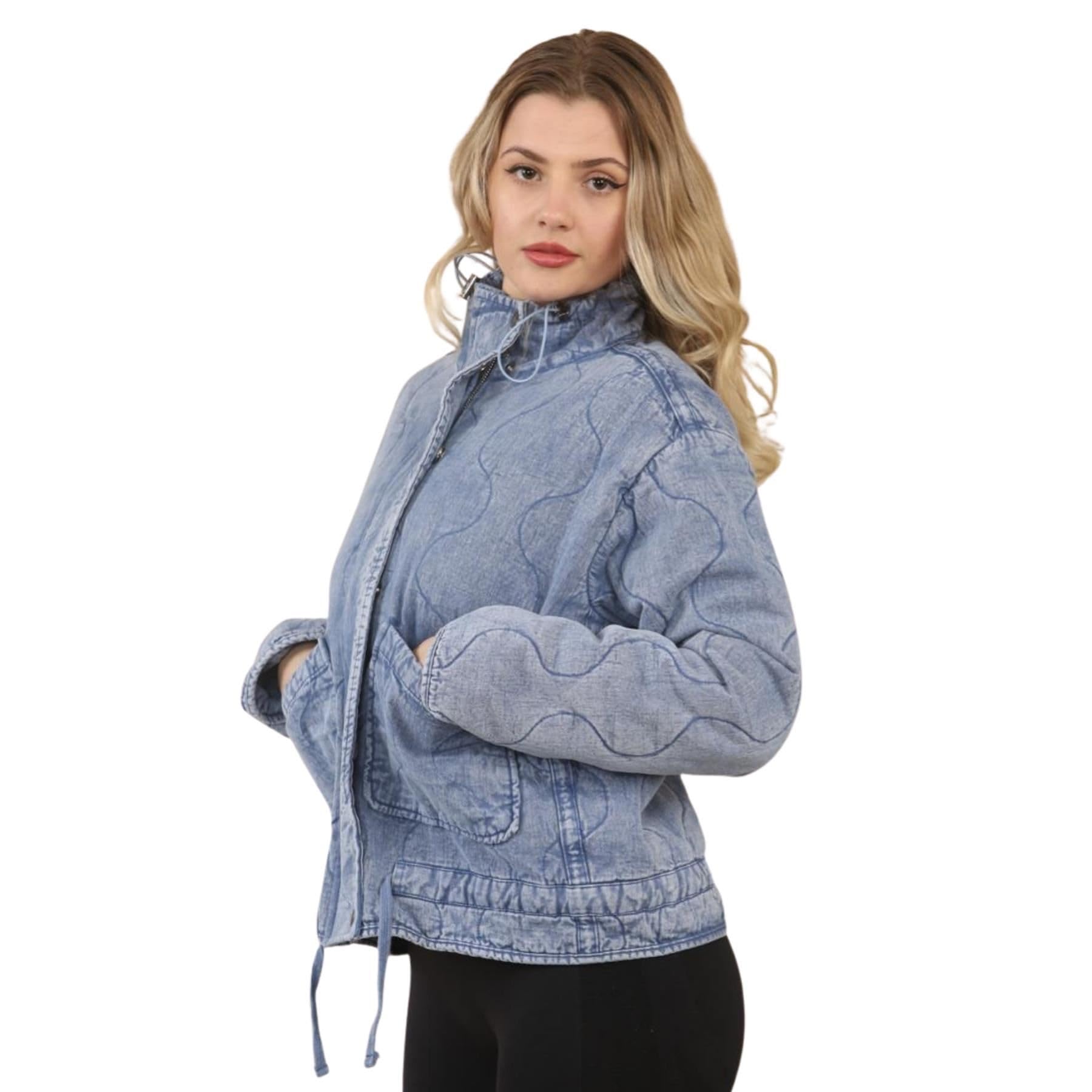 janisramone Giacca invernale trapuntata da donna, a maniche lunghe, tasche anteriori, cerniera e colletto rialzato, leggera, corta, calda, giacca trapuntata invernale