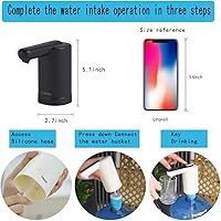 Vista 5 de Bomba automática de agua potable, carga USB, agua eléctrica portátil para 2-5 galones con 2 siliconas, dos bombas de agua integradas (negro)