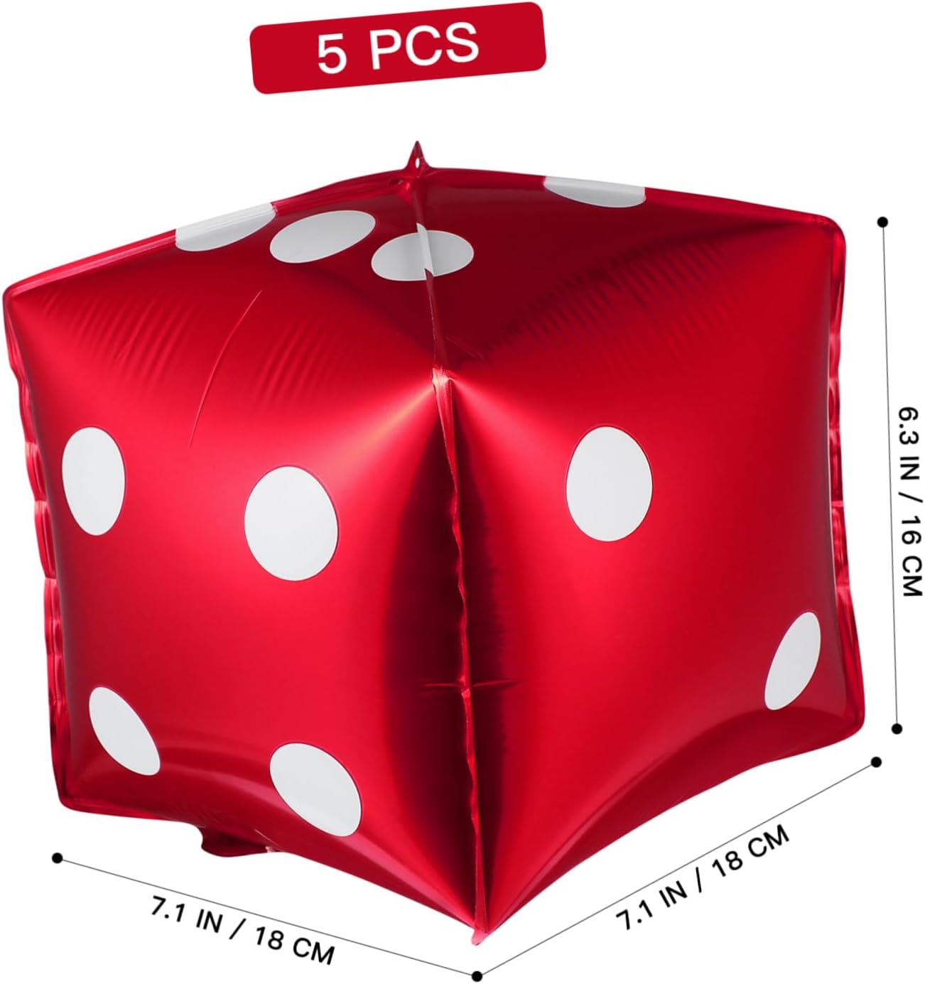 5Pcs Cube Dice Foil Balloons Square Shaped Aluminum Foil Balloons for Theme Party Decoration Wedding Birthday Party Activities Photo Props Supplies