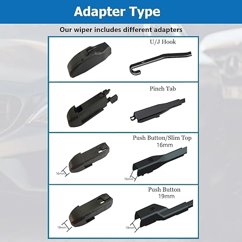 Miniatura 6 de WTI Paquete de 2 limpiaparabrisas delantero de repuesto de 26 y 22 pulgadas con 2 cuchillas de repuesto de goma adicionales, fácil instalación y