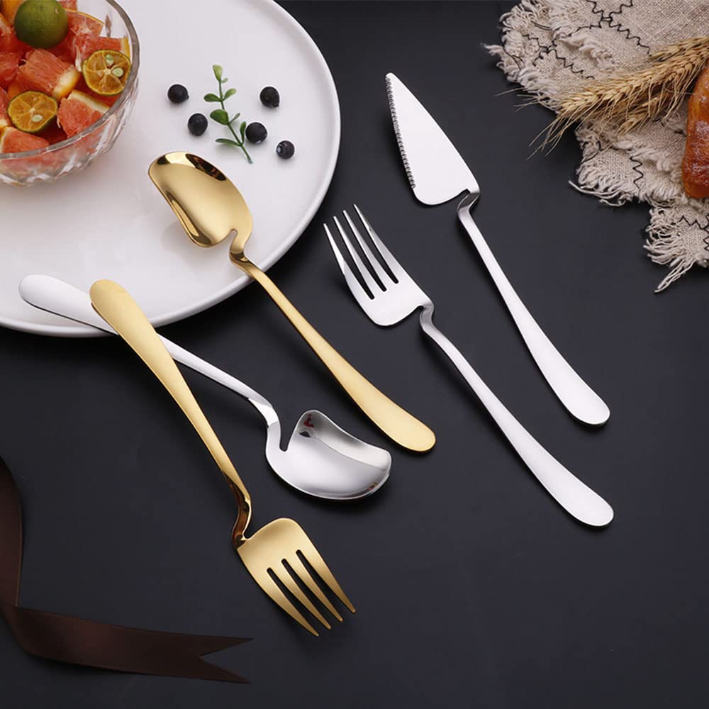 Edelstahlbesteck Besteckset, Abendessen 36-Stück Gold Besteck Set for 12 Edelstahl Utensilien Besteck Gabeln und Löffel Besteck Set Kreative Wand-Montiert