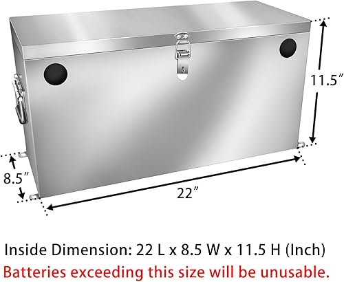 Miniatura 5 de Caja de batería de 12 V para cocheRVmarina, kit de reubicación de batería de acero inoxidable para remolque, barco, motor de arrastre, kayak (caja