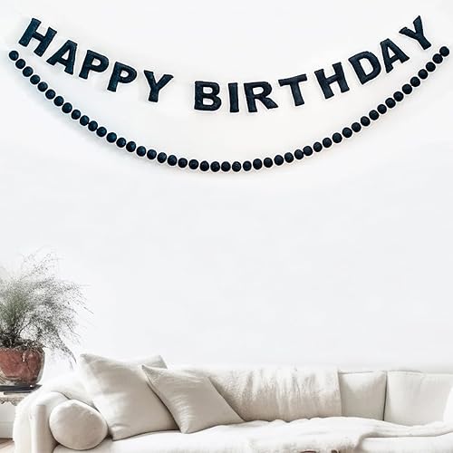 Miniatura 7 de Meygajoe Cartel de feliz cumpleaños de fieltro pre-encordado, guirnalda reutilizable, decoración de pancarta de cumpleaños, letrero personalizado de