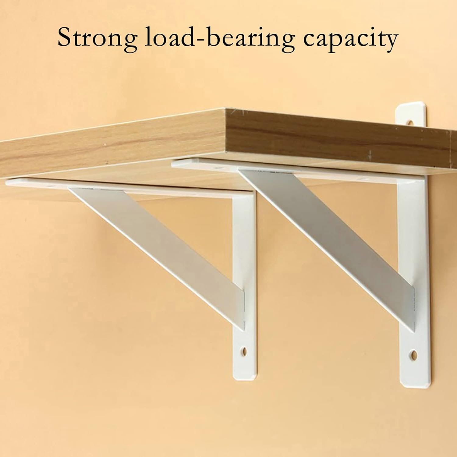 Shelf Brackets,2pcs Floating Shelf Bracket,Metal Shelves,Wall Mount Shelf,200mm Heavy Duty Brackets,Max Load 110 lb,for Table Work Bench, Kitchen,Space Saving (White)