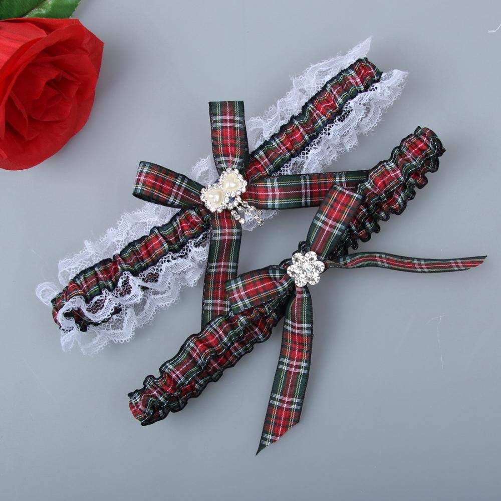 Giarrettiere per spose Giarrettiera in Pizzo, Gamba da Sposa con Reggicalze in Pizzo Elasticizzato-Come Mostrato nella Figura 5 Pezzi_M, Set di Reggicalze in Pizzo (Come Mostrato nella Figura 5 Pezzi