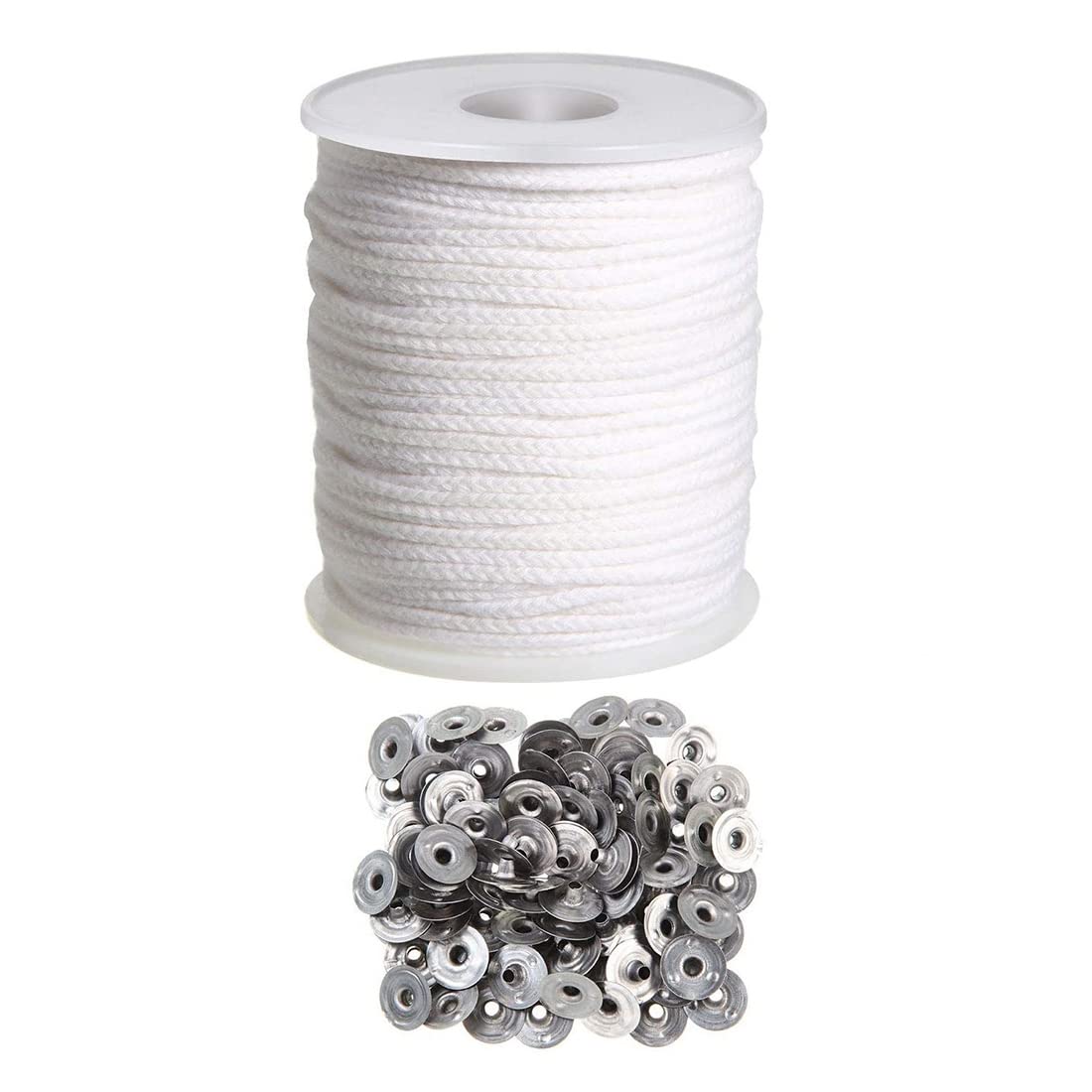 Zeelyde Set, 1 200Ft/61M Cotton Candle Wick Core With 100 Pcs Candle Wick Sustainer For Candle Making Kit