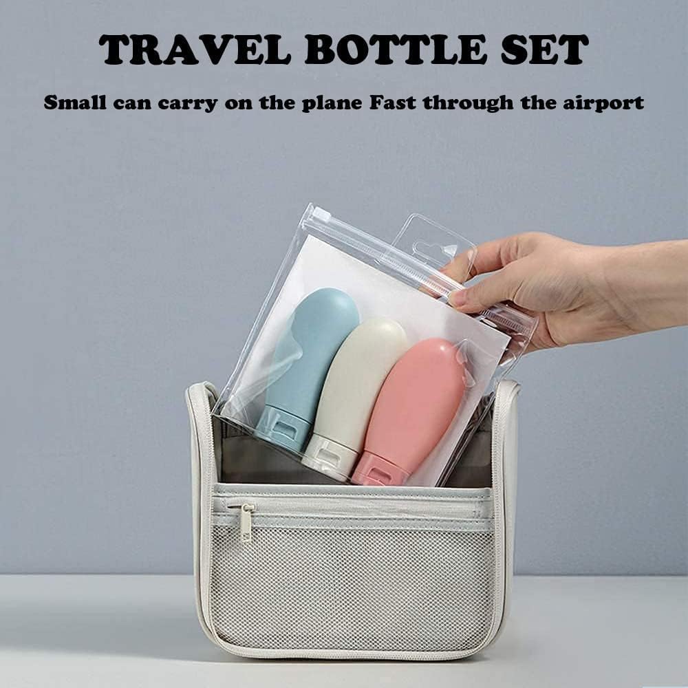SANGOZ 3 Pcs Set of Travel Toiletries Bottles 60 ML Refillable Leakproof Empty Squeeze Bottles Container for Shampoo Conditioner Lotion Dispenser Bottle (Modern) 3