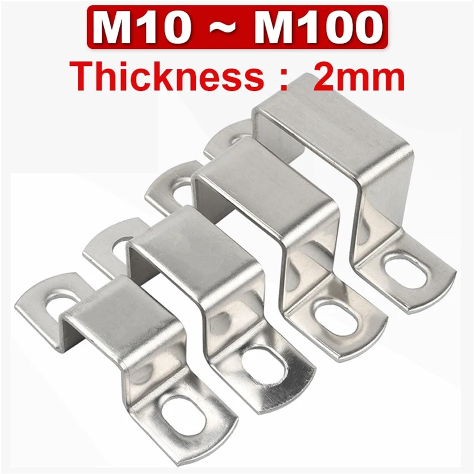 Rohrclips Rohrclips, U-Rohrschelle aus Edelstahl, verdickter quadratischer und rechteckiger M-förmiger U-förmiger Pferderückenrohr-Sattelclip, Schnalle, Kehlkopfreifenrohrkarte aus Edelstahl 304(95 x