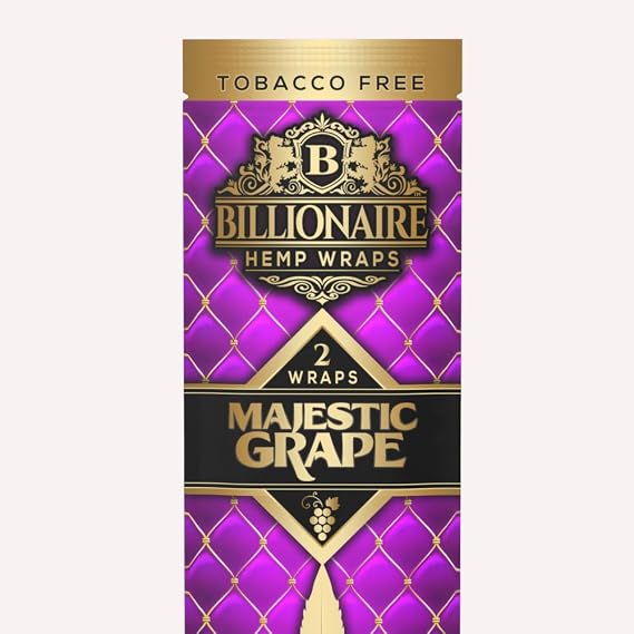 Billionaire Wraps - Majestic Grape Flavor - 5 Pouches, 2 Leaves Each. 10 Total Leaves.