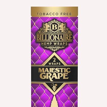 Billionaire Wraps - Majestic Grape Flavor - 5 Pouches, 2 Leaves Each. 10 Total Leaves.