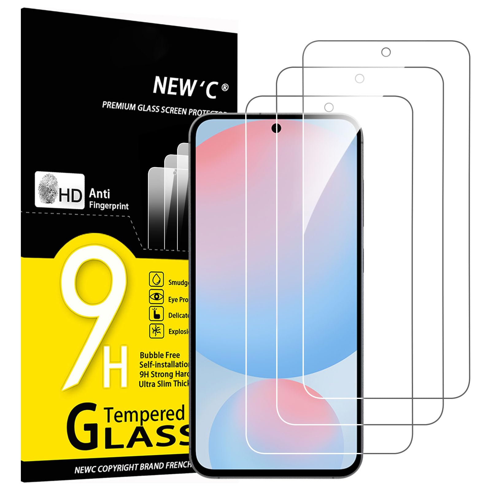NEW'C 3 Stück für Samsung Galaxy S25 FE für Panzerglas, Frei von Kratzern, 9H Härte, HD Displayschutzfolie, 0.33mm Ultra-klar, Ultrabeständig