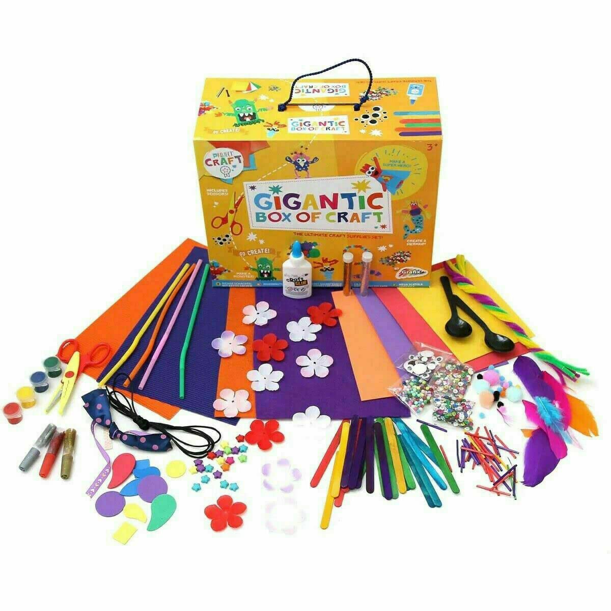 GrafixGigantic Craft Box Giant Set of Crafting Items Beads Pom Poms Eyes & More 300+ Pieces
