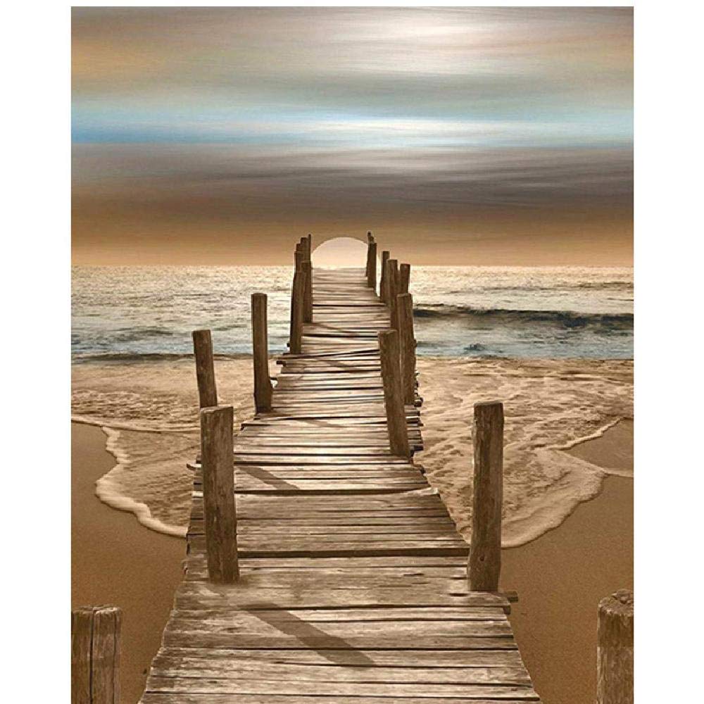 Classic Jigsaw Puzzles 1000 Pieces Adults Puzzles Wooden Puzzles Water Bridge Beach Seaside Scenery DIY Collectibles Modern Home Decoration,75X50Cm