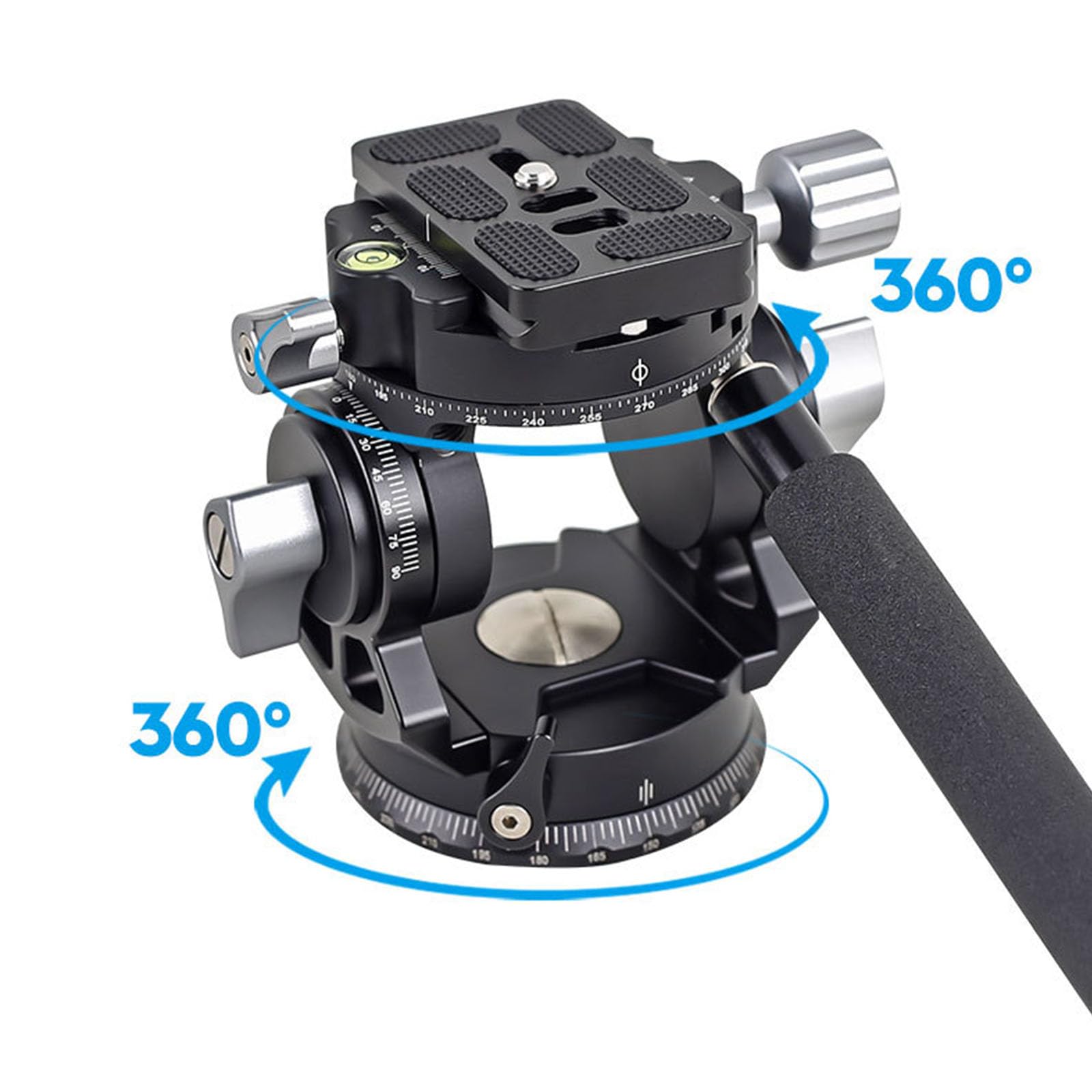 Cabezal de trípode estable, carga de 5 kg, con base ancha para mayor estabilidad en grabaciones largas. Cabezal dinámico de expansión de vídeo