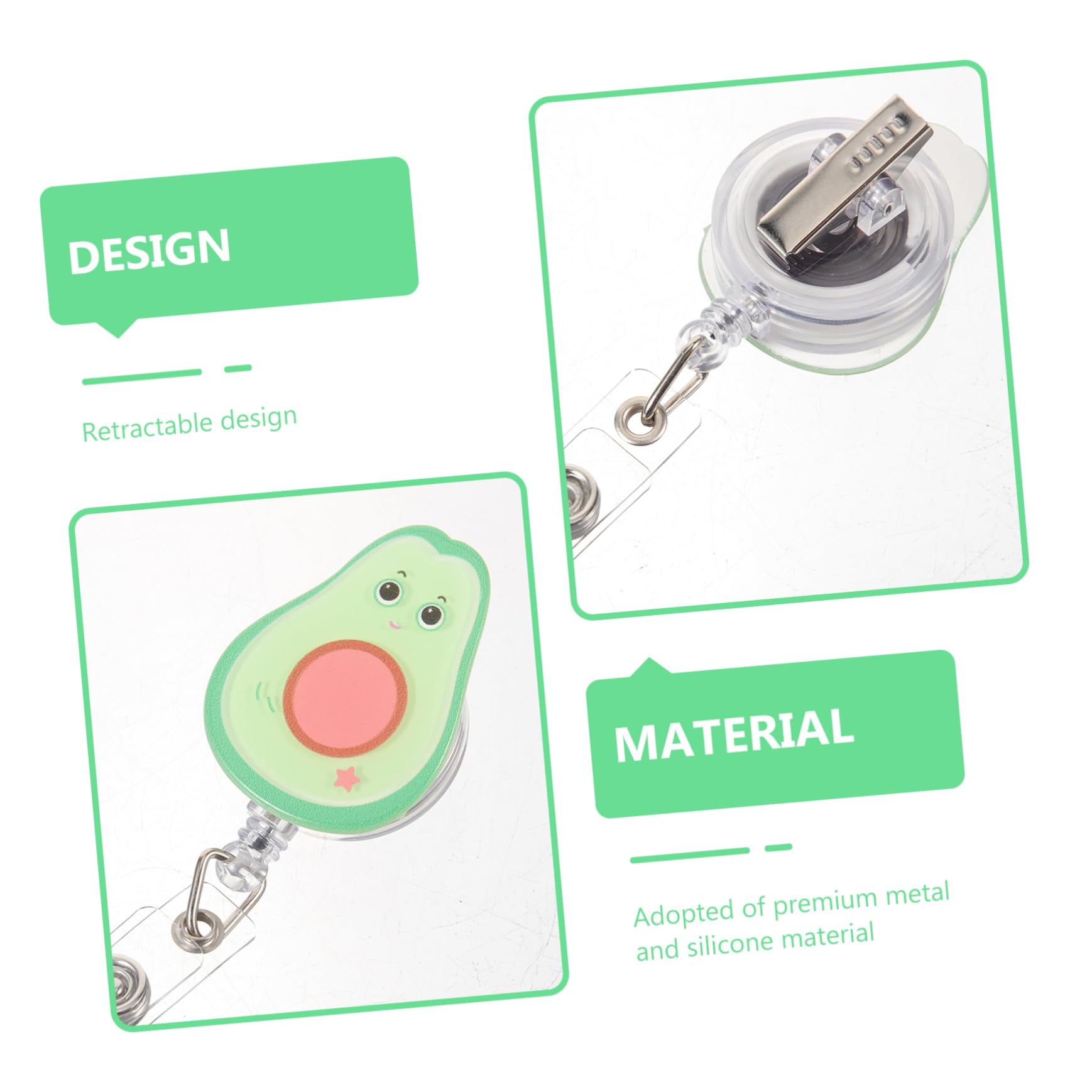NUOBESTY Lot De 4 Porte-badges Pratiques Avec Clips Bobine Rotative En Forme Davocat Pour Porte-badge Didentification Boucles De Badge 4 Pièces X 4