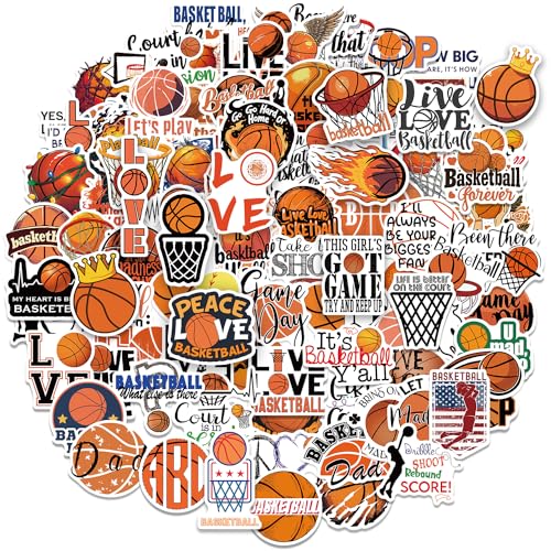 100 Pieces Basketball Stickers for Water Bottle Gifts Sports Stickers for Kids Teens Adults...