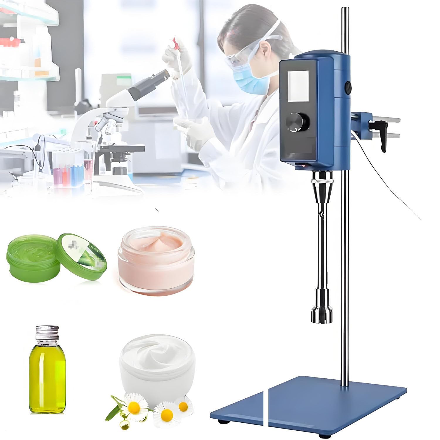 GLBMXDD Laboratory Dispersing Homogenizer, 110V/220V High Speed Homogenizer Lab Disperser Emulsifier with Adjustable Speed 2000~28000rpm Digital Display Blender 50F