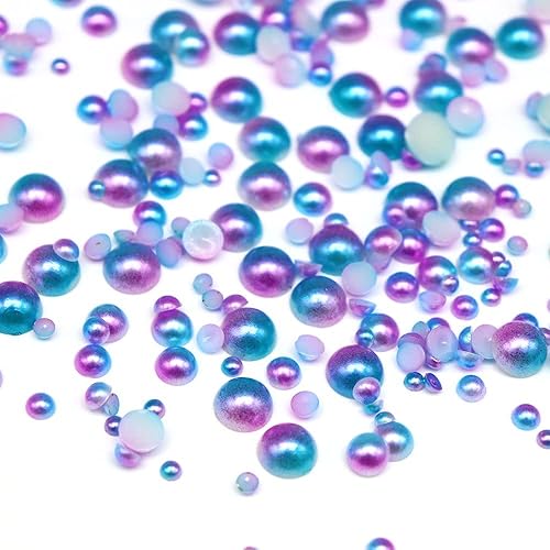 100 perlas de imitación degradadas de ABS de tamaño medio redondo de diferentes tamaños de 0.110.150.190.230.31 pulgadas de cuentas de perlas planas
