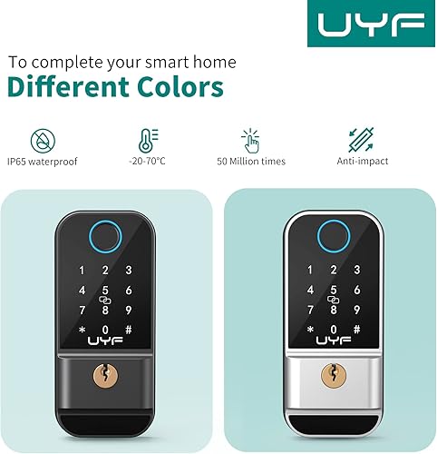 Miniatura 8 de Fingerprint Door Lock UYF Keyless Entry Door Lock with Keypad Electronic Digital Front Deadbolt Lock Biometric Smart Bedroom Door Locks with Fobs